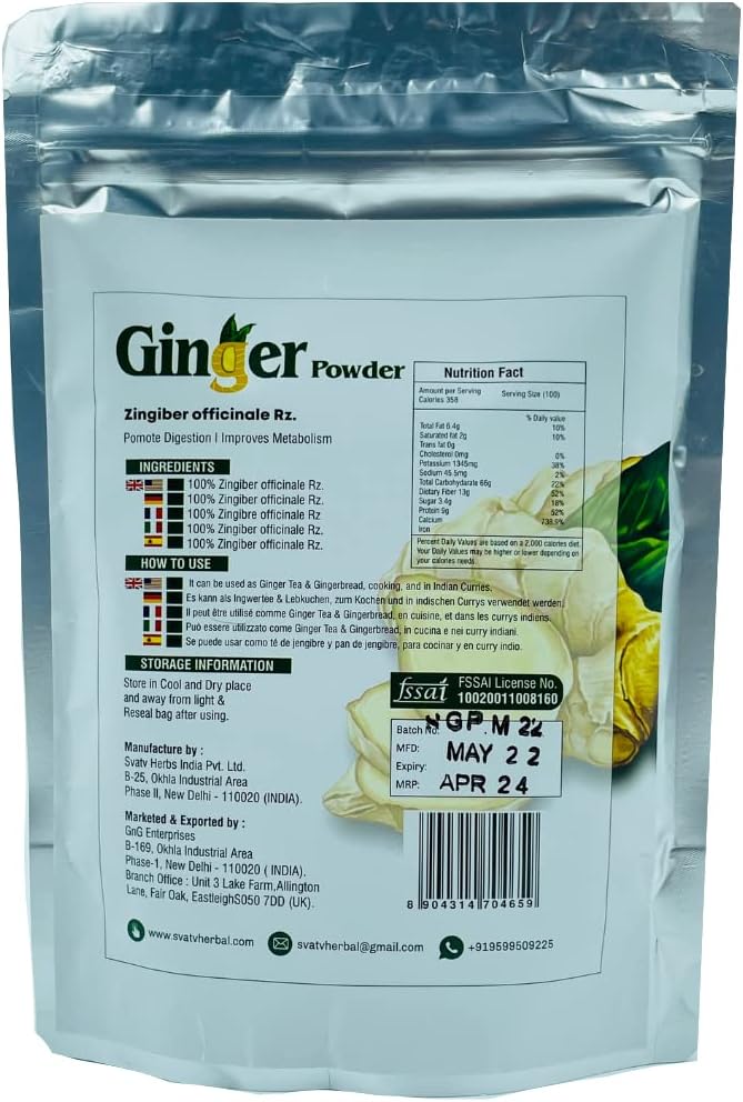 SVATV Ginger Powder (Zingiber officinale Roscoe) - 227g, 100% Natural for Immunity & Metabolism - Image 3